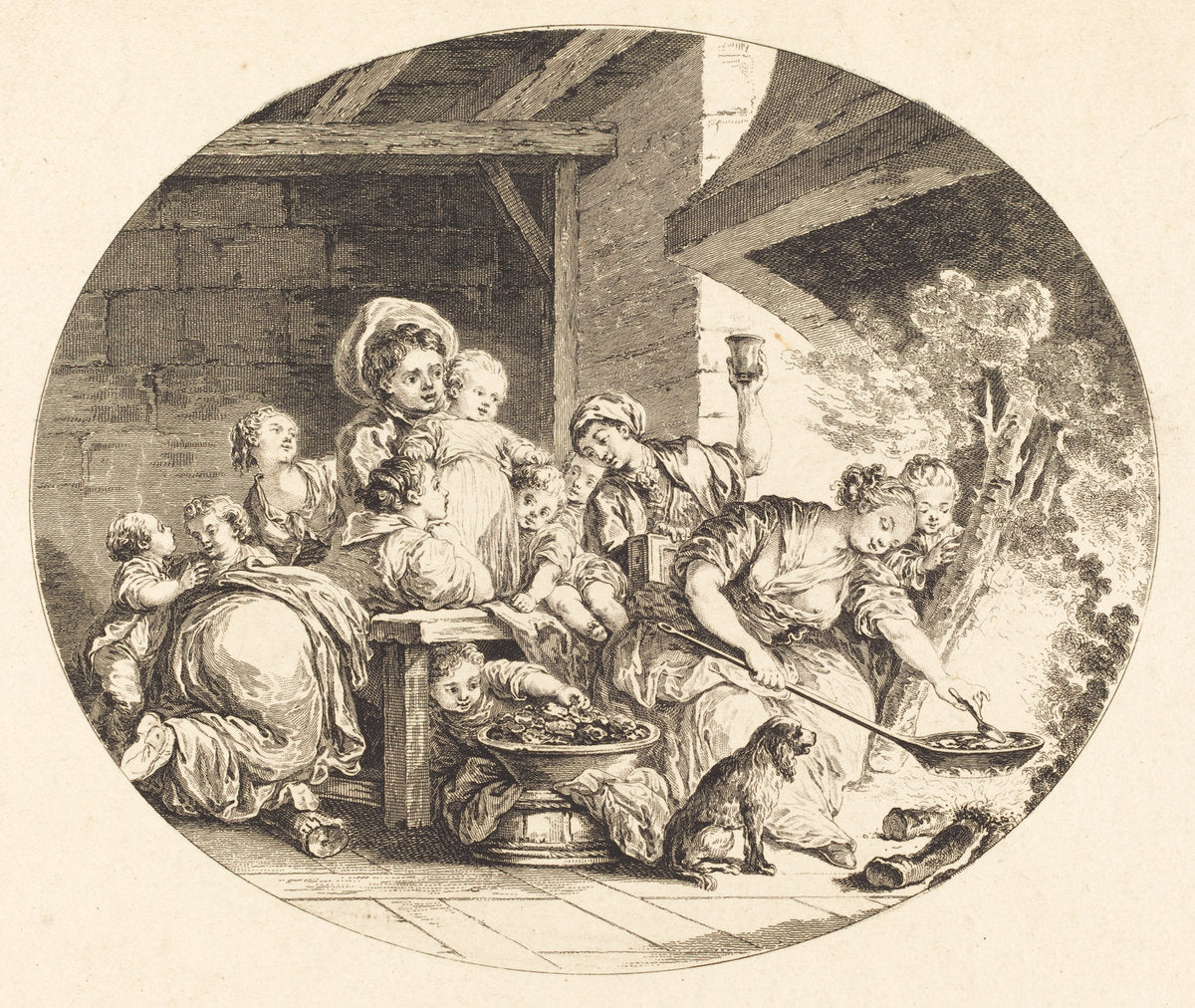 Les Baignets by Nicolas Delaunay after Jean-Honoré Fragonard (French, 1739 - 1792), 16X12"(A3)Poster Print