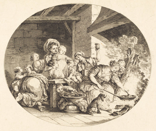 Les Baignets by Nicolas Delaunay after Jean-Honoré Fragonard (French, 1739 - 1792), 16X12"(A3)Poster Print
