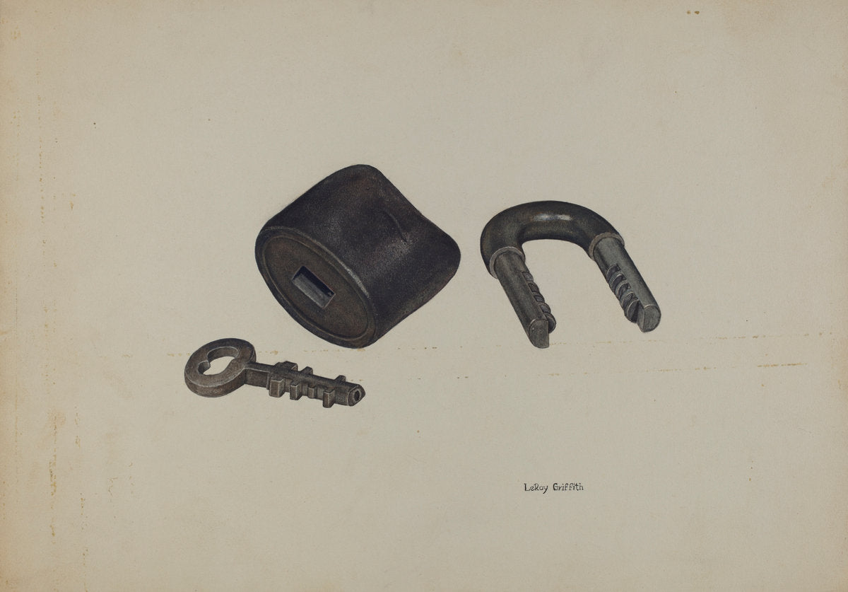 Padlock by LeRoy Griffith (American, active c. 1935), 16X12"(A3)Poster Print
