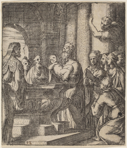 The Baptism of Christ by Giovanni Battista Fontana (Italian, c. 1524 - 1587), 16X12"(A3)Poster Print
