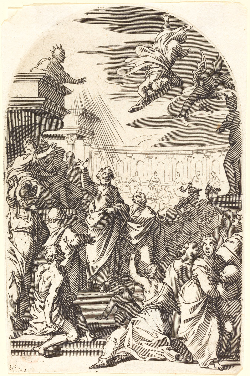 Fall of Simon the Magician by Jacques Callot (French, 1592 - 1635), 16X12"(A3)Poster Print