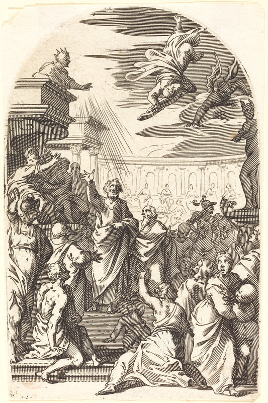 Fall of Simon the Magician by Jacques Callot (French, 1592 - 1635), 16X12"(A3)Poster Print