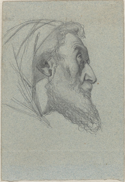 Bearded Man in Profile (recto) / Woman Looking Up (verso) by Alexandre Bida (French, 1823 - 1895), 16X12"(A3)Poster Print