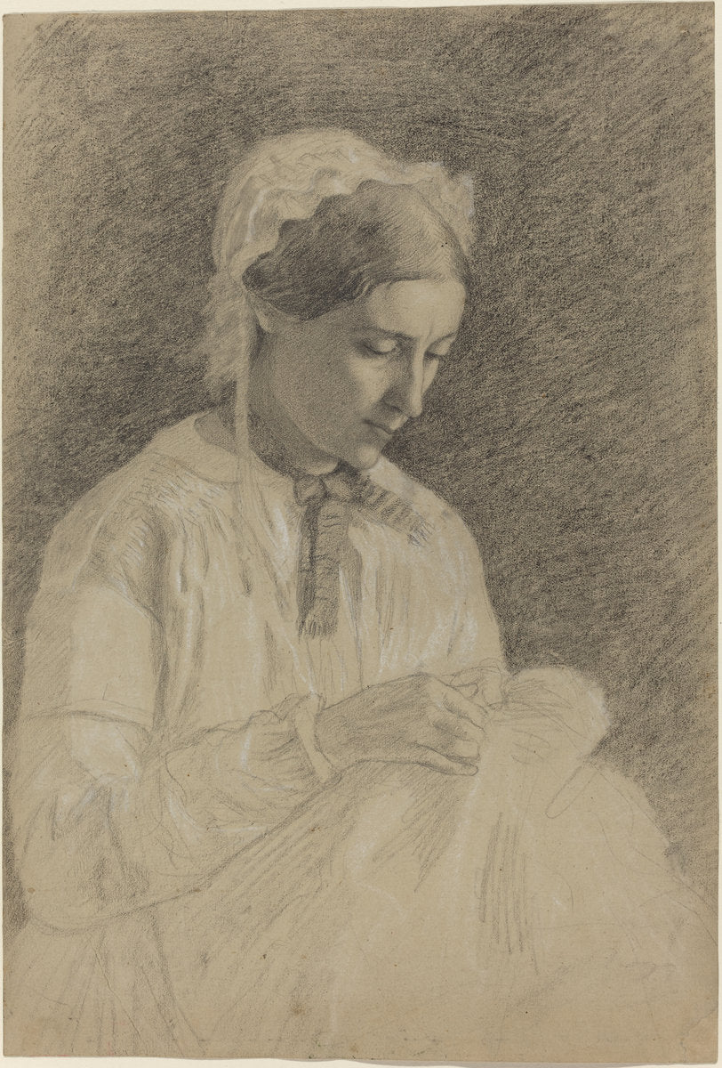 Woman Embroidering by Edgar Degas (French, 1834 - 1917), 16X12"(A3)Poster Print