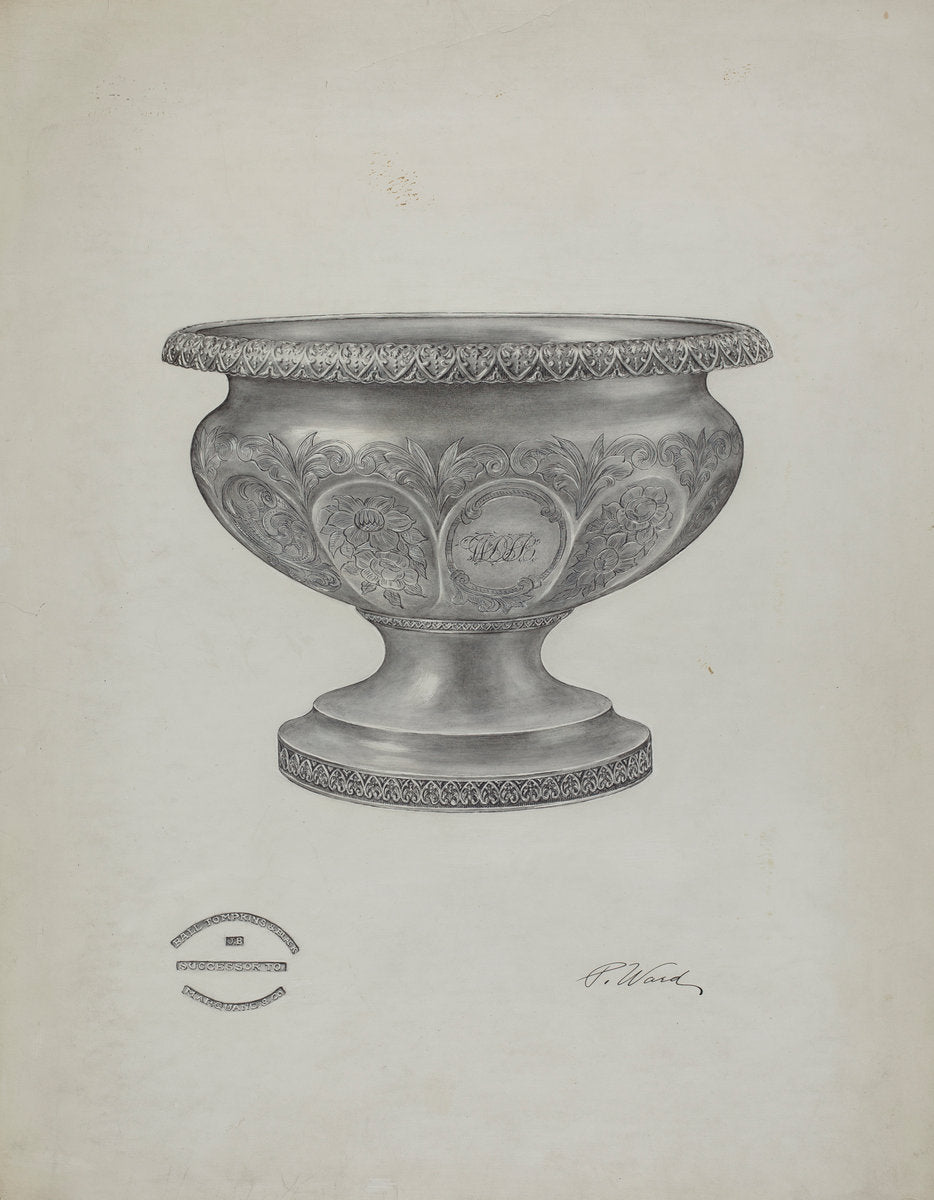 Silver Christening Bowl by Paul Ward (American, active c. 1935), 16X12"(A3)Poster Print