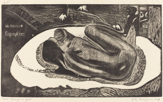 Manoa Tupapau (She is Haunted by a Spirit) by Paul Gauguin (French, 1848 - 1903), 16X12"(A3)Poster Print