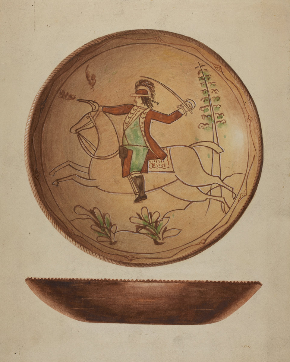 c. 1937 by American 20th Century (Pa. German Pie Plate), 16X12"(A3)Poster Print