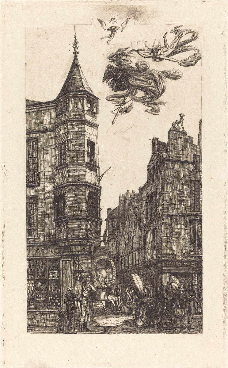 Tourelle, Rue de l'École de Médecine, 22, Paris (House with a Turret, No. 22, Street of the School of Medecine, Paris) by Charles Meryon (French, 1821 - 1868), 16X12"(A3)Poster Print