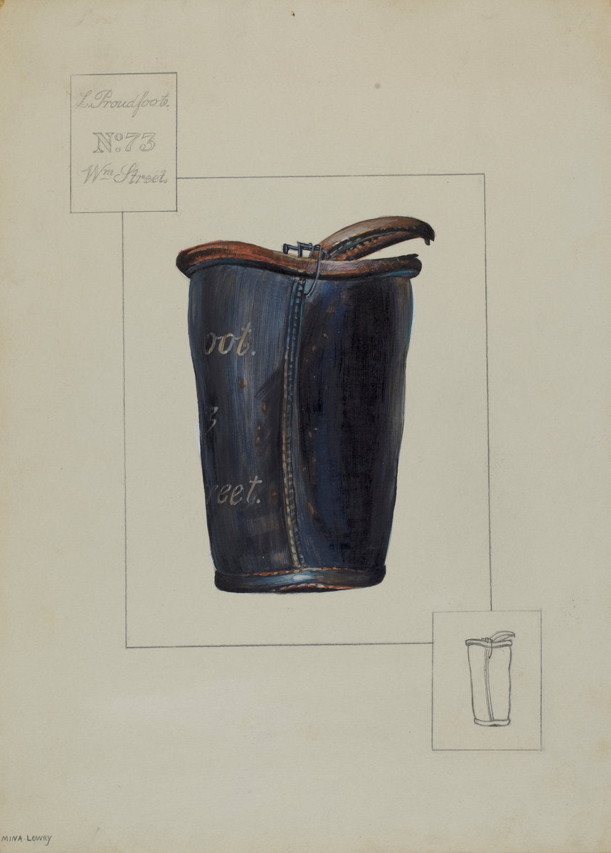 Leather Fire Bucket by Mina Lowry (American, 1894 - 1942), 16X12"(A3)Poster Print
