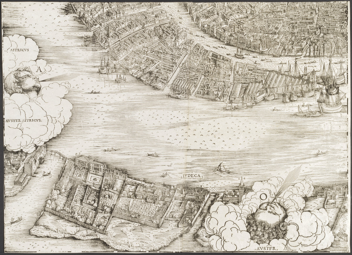 View of Venice [lower left block] by Jacopo de' Barbari (Venetian, c. 1460/1470 - 1516 or before), 16X12"(A3)Poster Print