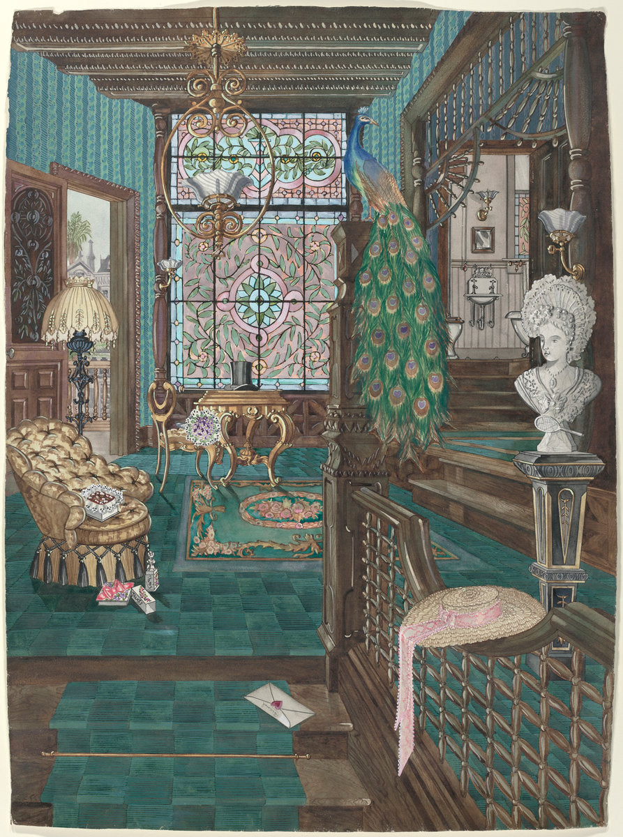 Second Floor Stair Landing and Hall by Perkins Harnly (American, 1901 - 1986), 16X12"(A3)Poster Print
