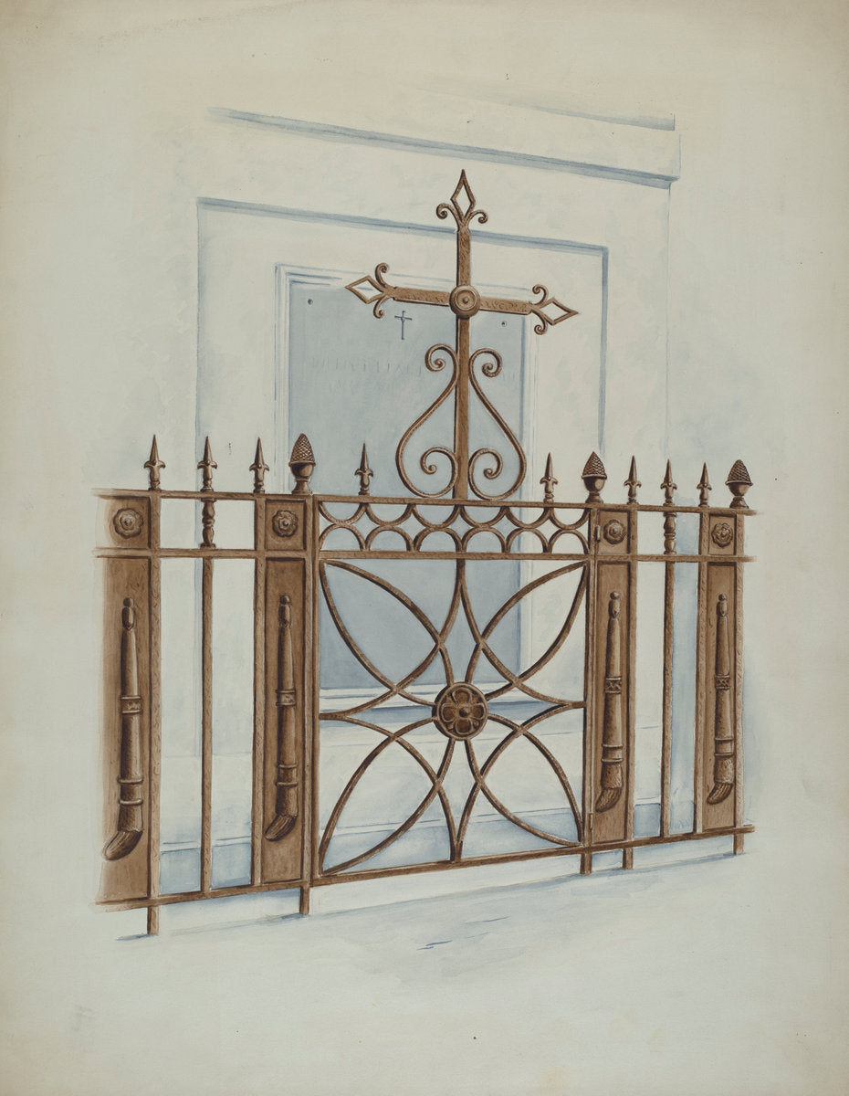 Iron Gate and Fence by Al Curry (American, active c. 1935), 16X12"(A3)Poster Print