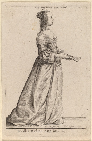 Nobilis Mulier Anglica by Wenceslaus Hollar after Sir Anthony van Dyck (Bohemian, 1607 - 1677), 16X12"(A3)Poster Print