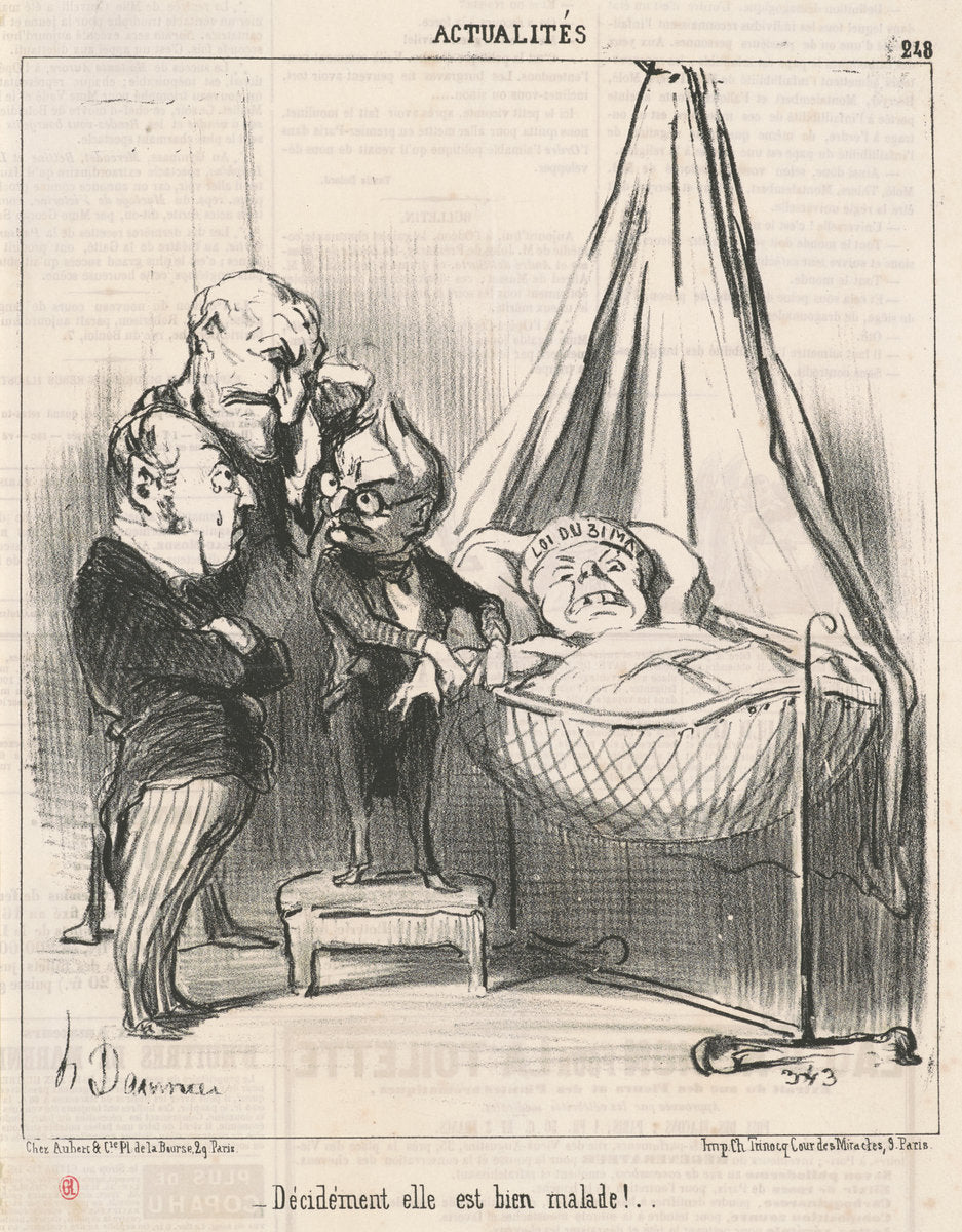 Décidément elle est bien malade! by Honoré Daumier (French, 1808 - 1879), 16X12"(A3)Poster Print