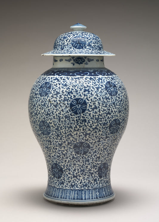 18th century by Chinese Qing Dynasty (Blue and White Jar with Cover), 16X12"(A3)Poster Print
