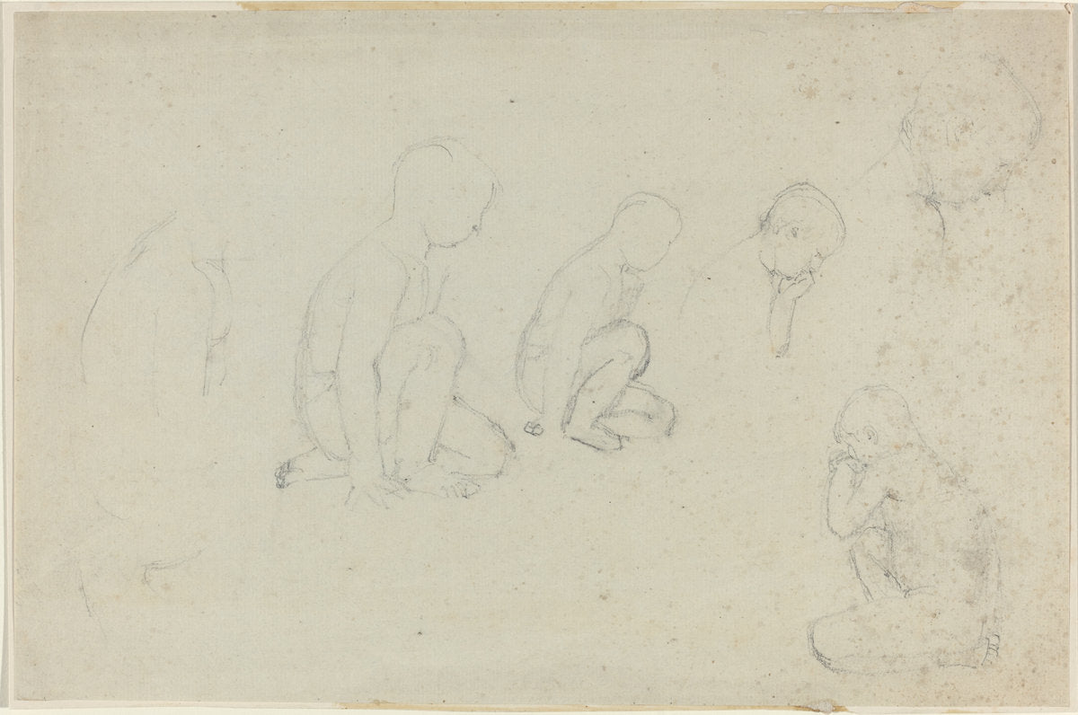 Studies of a Kneeling Boy by John Flaxman (British, 1755 - 1826), 16X12"(A3)Poster Print