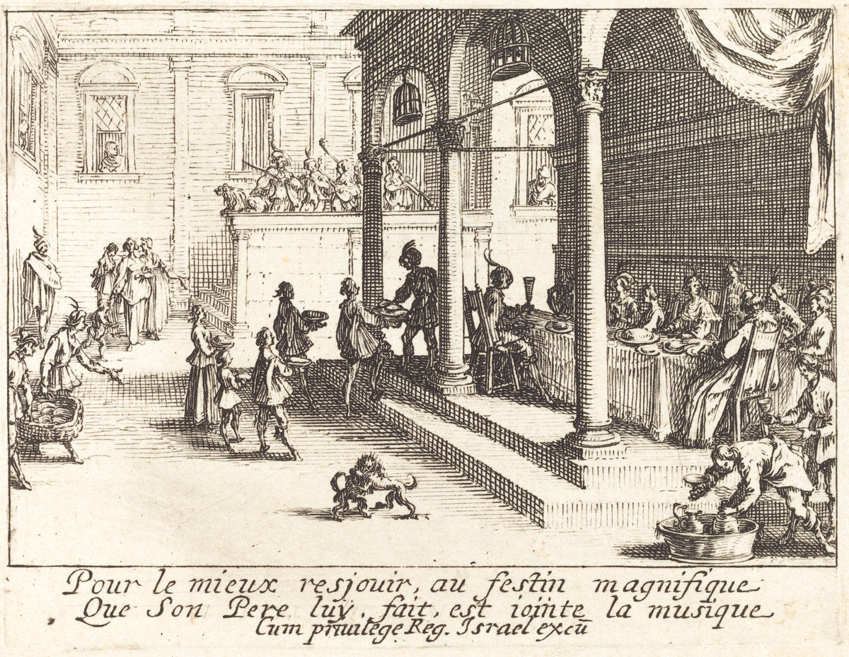 The Feast by Jacques Callot (French, 1592 - 1635), 16X12"(A3)Poster Print