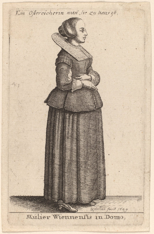 Mulier Wiennensis in Domo by Wenceslaus Hollar (Bohemian, 1607 - 1677), 16X12"(A3)Poster Print