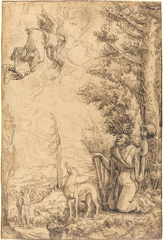 The Annunciation to Joachim by Wolf Huber (German, c. 1485/1490 - 1553), 16X12"(A3)Poster Print