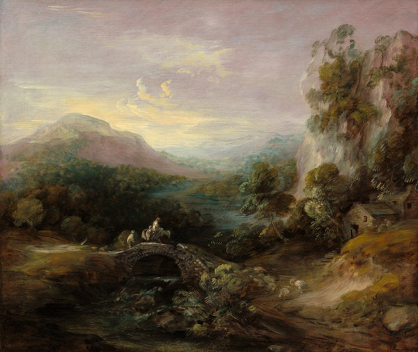 Mountain Landscape with Bridge by Thomas Gainsborough (British, 1727 - 1788), 16X12"(A3)Poster Print