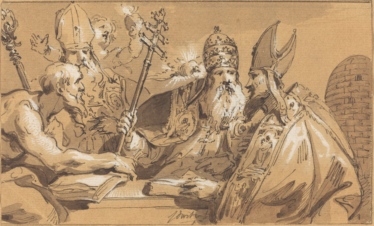 The Four Fathers of the Church by Jacob de Wit (Dutch, 1695 - 1754), 16X12"(A3)Poster Print