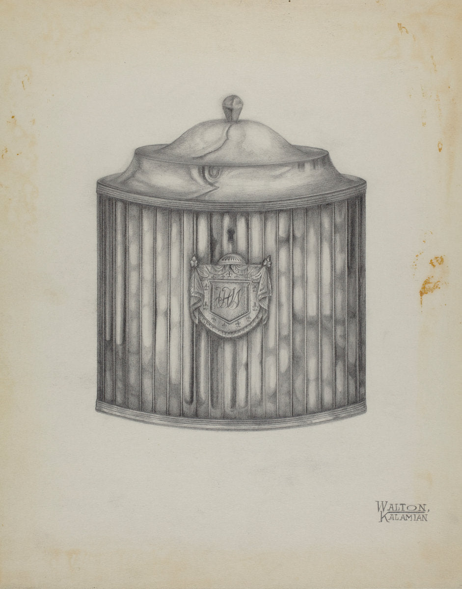 Silver Tea Caddy by Kalamian Walton (American, active c. 1935), 16X12"(A3)Poster Print