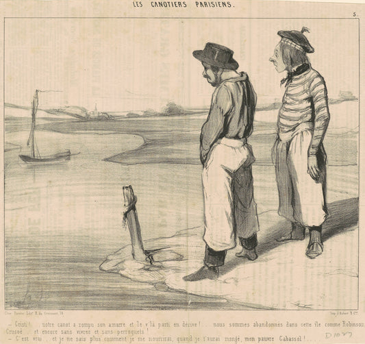 Cristi! ... Notre canot a rompu son amarre ... by Honoré Daumier (French, 1808 - 1879), 16X12"(A3)Poster Print
