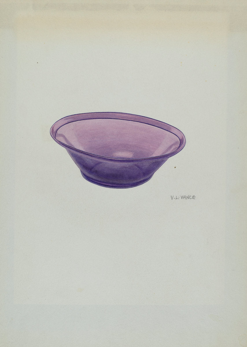 Amethyst Glass Bowl by V.L. Vance (American, active c. 1935), 16X12"(A3)Poster Print
