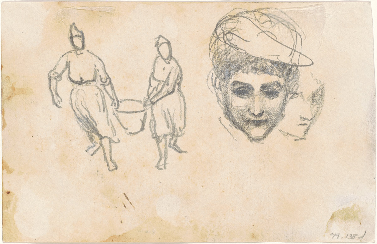 Studies of Peasants [verso] by John Singer Sargent (American, 1856 - 1925), 16X12"(A3)Poster Print
