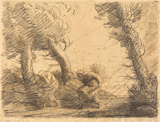 Harvesters Surprised by the Storm (Moissoneuses surprises par l'orage) by Alphonse Legros (French, 1837 - 1911), 16X12"(A3)Poster Print