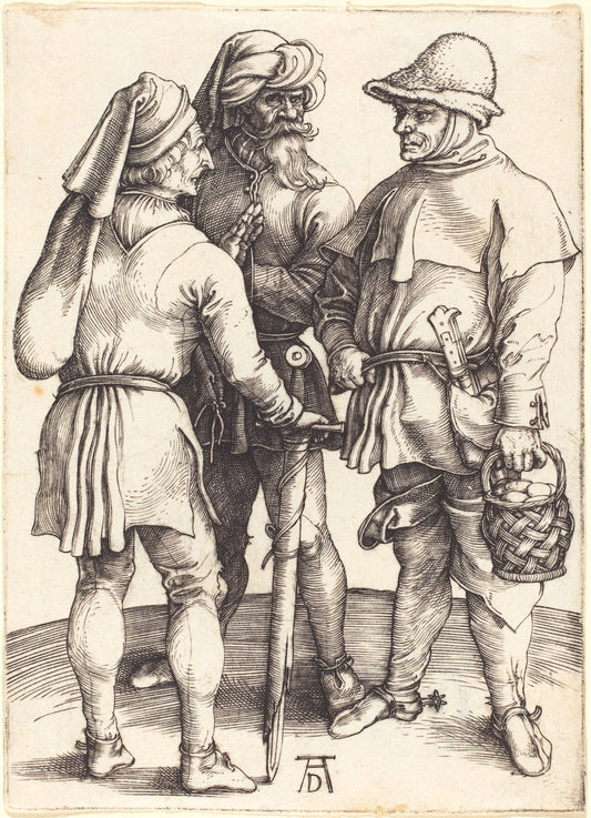 Three Peasants in Conversation by Albrecht Dürer (German, 1471 - 1528), 16X12"(A3)Poster Print