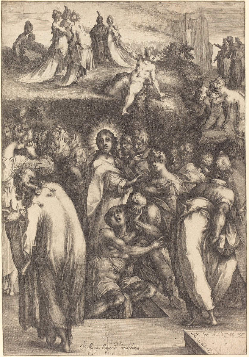 The Raising of Lazarus by Jacques  Bellange (French, c. 1575 - 1616), 16X12"(A3)Poster Print