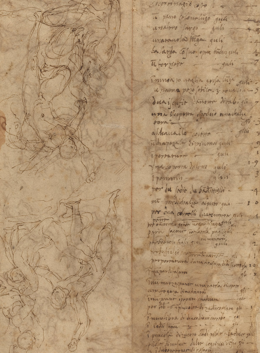 Figure Studies [verso] by Perino del Vaga (Italian, 1501 - 1547), 16X12"(A3)Poster Print