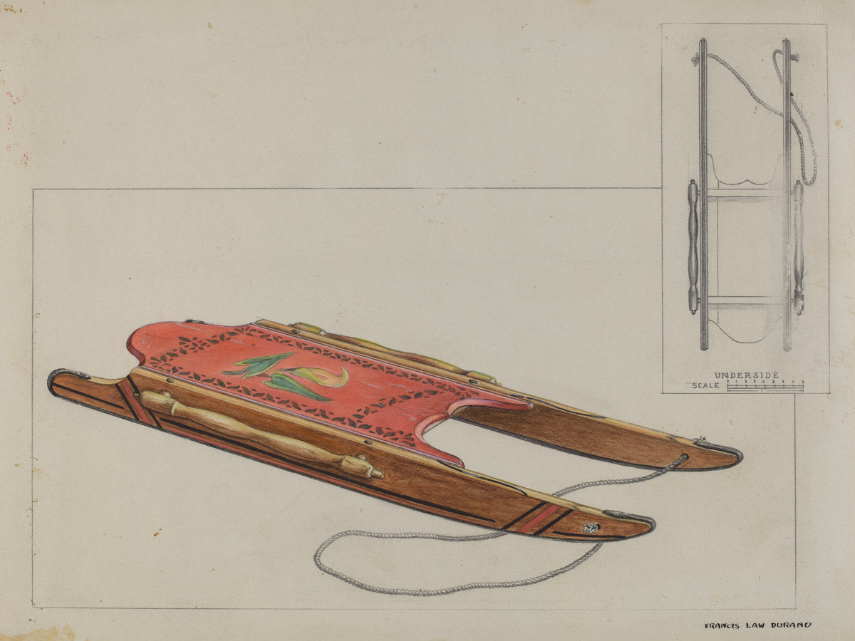 Child's Sled by Francis Law Durand (American, active c. 1935), 16X12"(A3)Poster Print