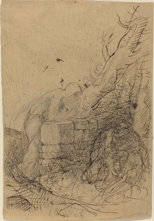 Death and the Woodcutter by Alphonse Legros (French, 1837 - 1911), 16X12"(A3)Poster Print
