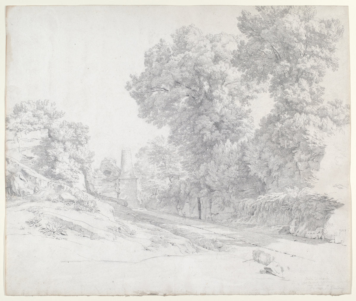 Oaks along the Appian Way near Albano by Jean-Paul Flandrin (French, 1811 - 1902), 16X12"(A3)Poster Print
