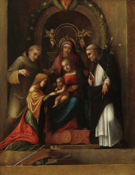 The Mystic Marriage of Saint Catherine by Correggio (Parmese, 1489/1494 - 1534), 16X12"(A3)Poster Print