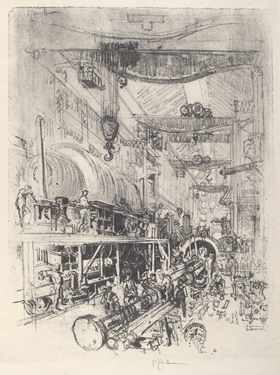 Making a Turbine Engine by Joseph Pennell (American, 1857 - 1926), 16X12"(A3)Poster Print