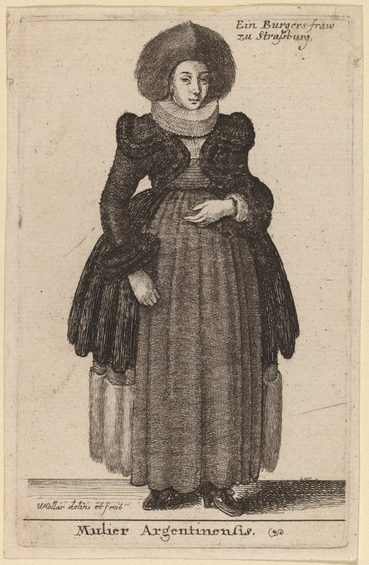 Mulier Argentinensis by Wenceslaus Hollar (Bohemian, 1607 - 1677), 16X12"(A3)Poster Print