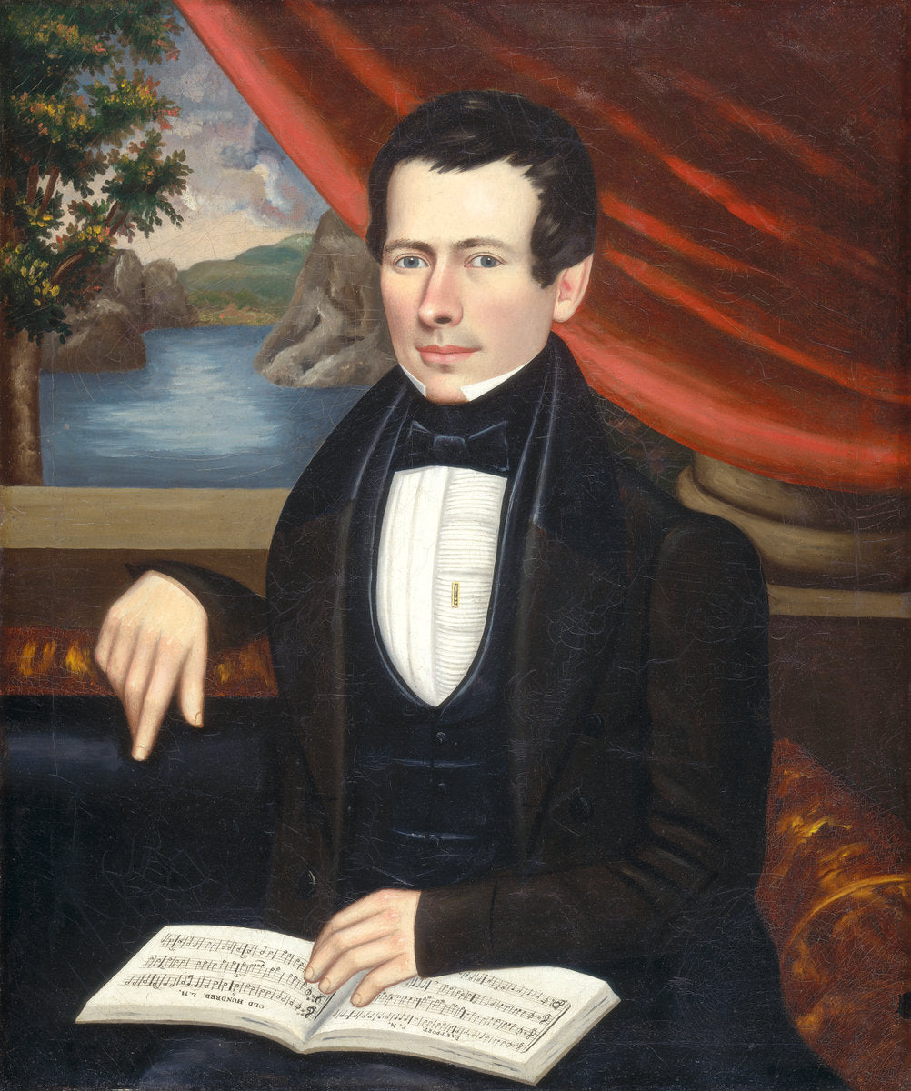 Man with a Tune Book: Possibly Mr. Cook by Erastus Salisbury Field (American, 1805 - 1900), 16X12"(A3)Poster Print