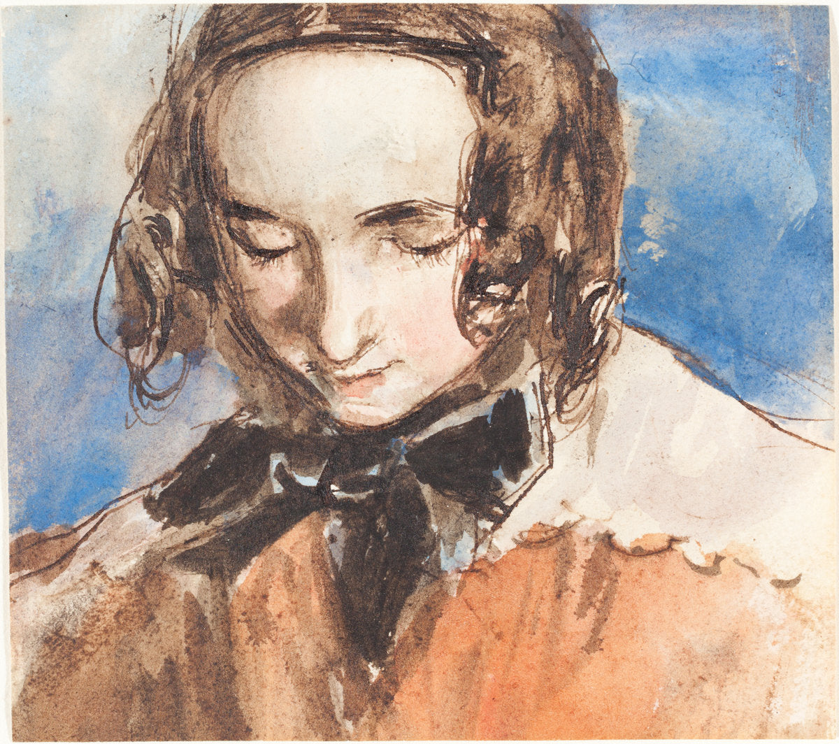 Girl with a Bow by William Edward Frost (British, 1810 - 1877), 16X12"(A3)Poster Print