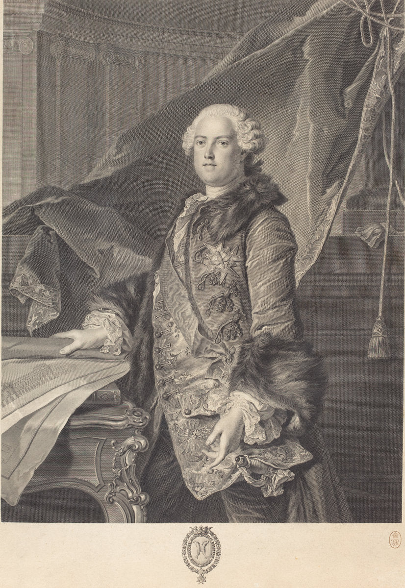 Marquis de Marigny by Johann Georg Wille after Louis Tocqué (German, 1715 - 1808), 16X12"(A3)Poster Print