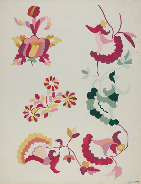Detail of Bedspread Pattern by Majel G. Claflin (American, active c. 1935), 16X12"(A3)Poster Print