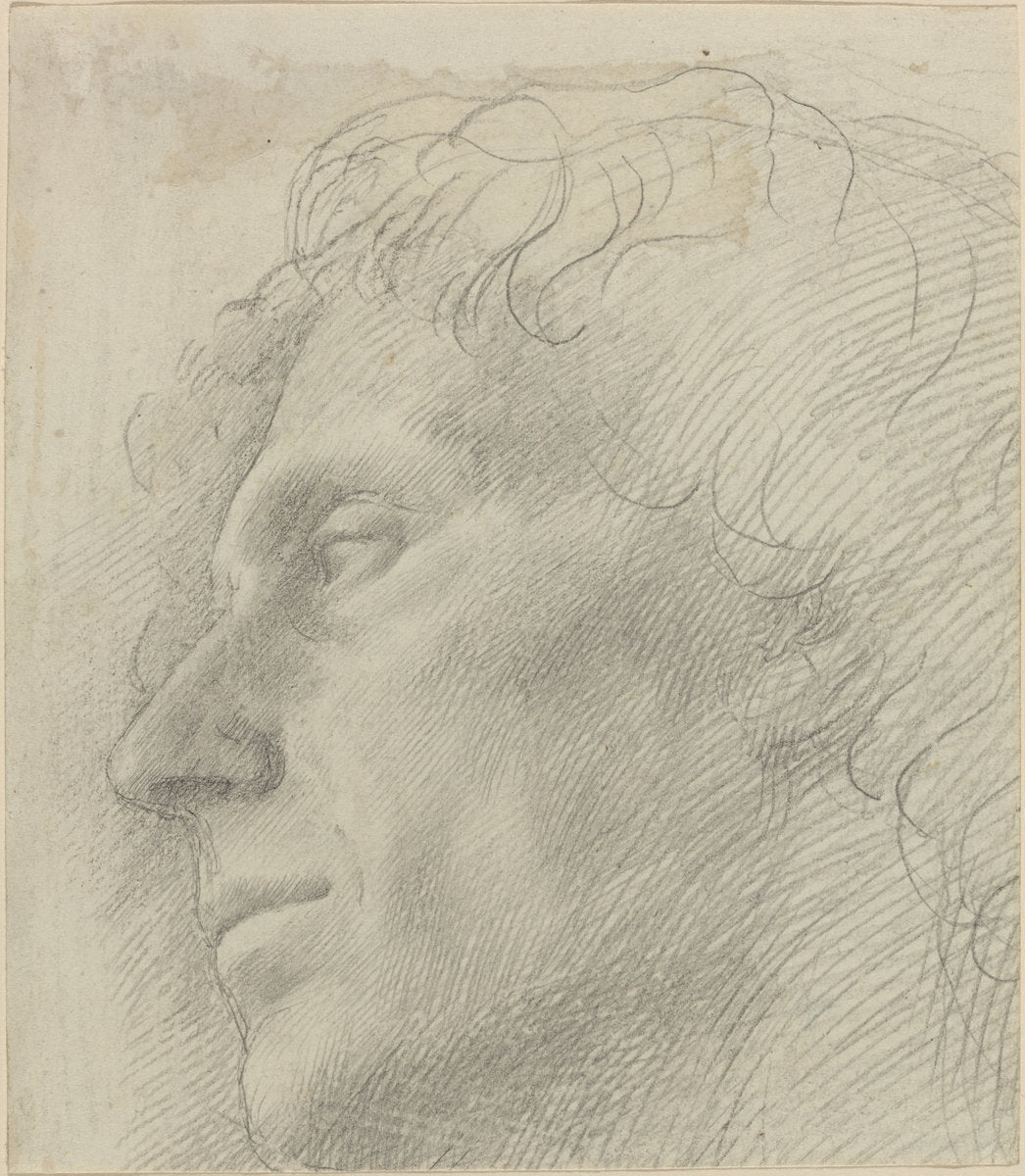 Head of a Man Facing Left by Alphonse Legros (French, 1837 - 1911), 16X12"(A3)Poster Print