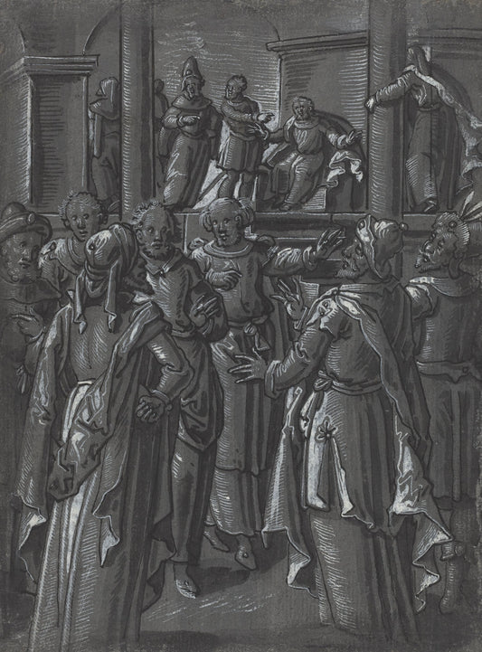 c. 1600 by German 16th Century (The High Priest before Pilate [verso]), 16X12"(A3)Poster Print