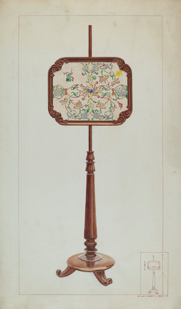 Petit Point Fire Screen by Ernest A. Towers, Jr. (American, active c. 1935), 16X12"(A3)Poster Print