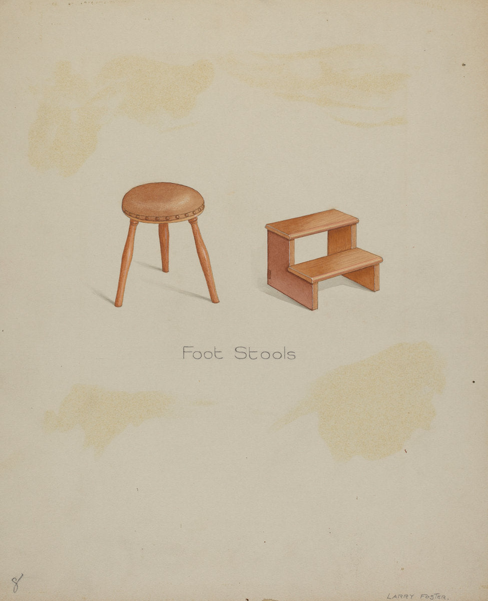 Shaker Stools by Lawrence Foster (American, active c. 1935), 16X12"(A3)Poster Print