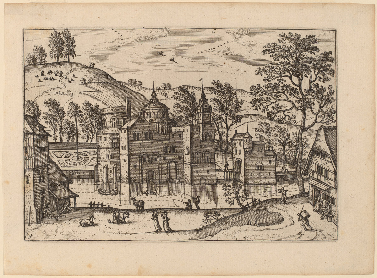 Castle with a Moat by Carel Collaert (Flemish, active c. 1650), 16X12"(A3)Poster Print