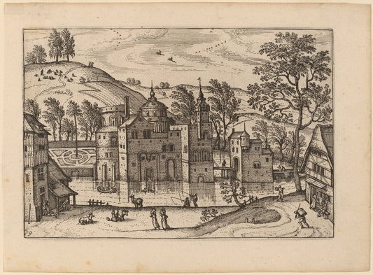 Castle with a Moat by Carel Collaert (Flemish, active c. 1650), 16X12"(A3)Poster Print