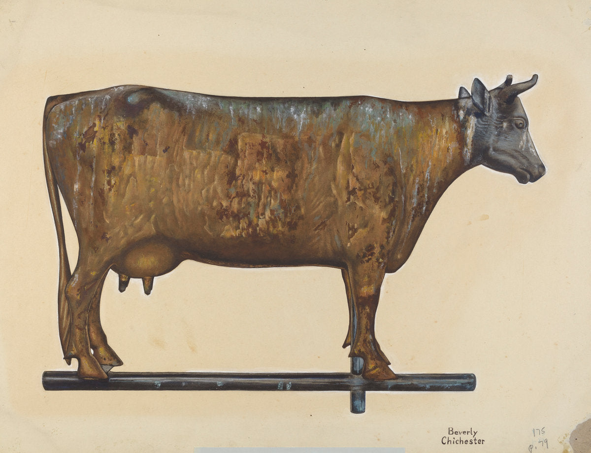 Cow Weather Vane by Beverly Chichester (American, active c. 1935), 16X12"(A3)Poster Print